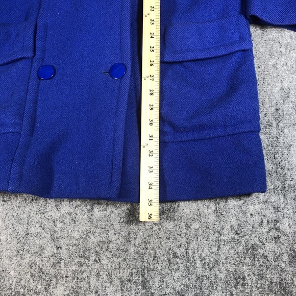 Vintage Steilmann Womens 10 Blue‎ Wool Double Breasted Overcoat 80s - Picture 8 of 15